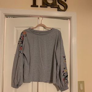 Floral Embellished Sleeve Sweatshirt